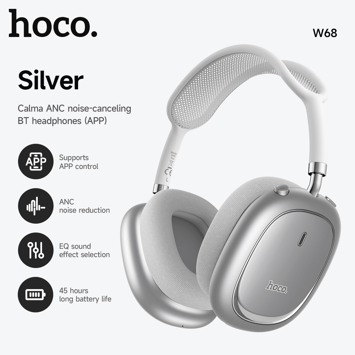 Anc Wireless Over Ear Headphones - Auriculares Bluetooth 6.0 con cancelación de